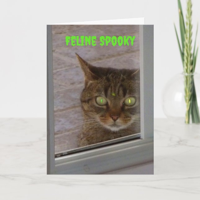 Feline Spooky Cat Halloween Karte (Vorderseite)