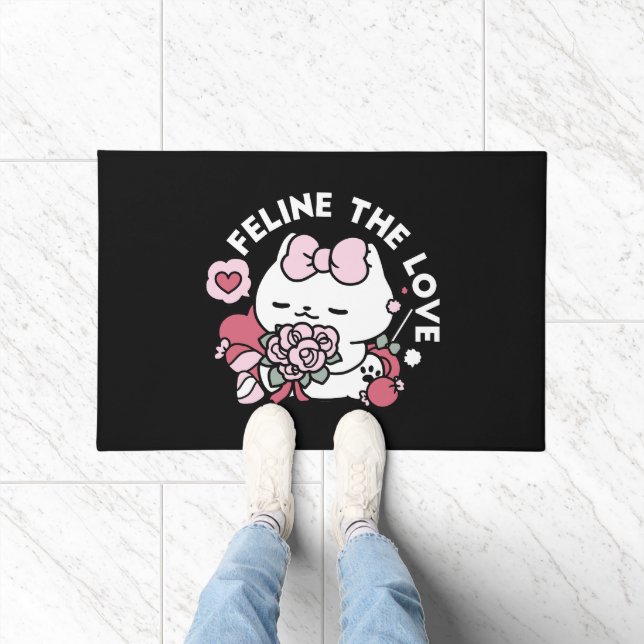 Feline the Liebe - Niedliches Katzen-Design von Va Fußmatte (Indoor)