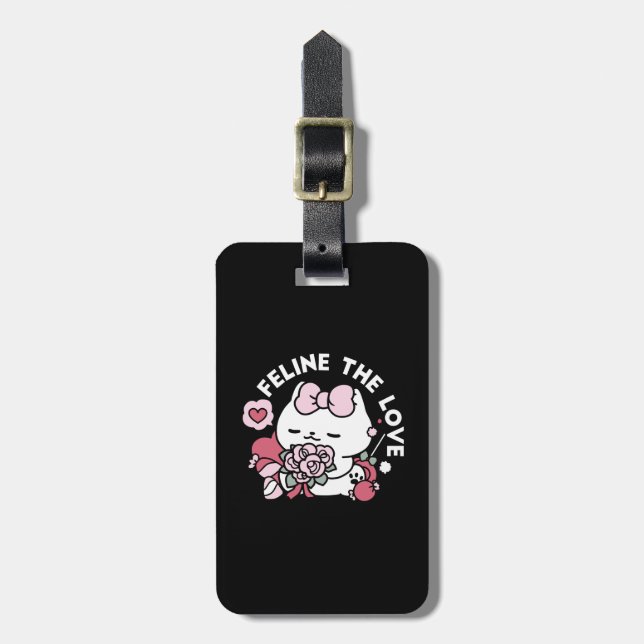 Feline the Liebe - Niedliches Katzen-Design von Va Gepäckanhänger (Vorderseite vertikal)