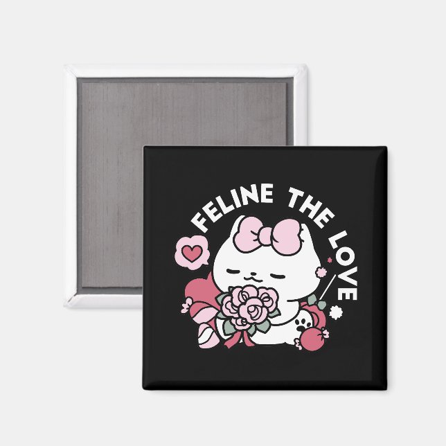 Feline the Liebe - Niedliches Katzen-Design von Va Magnet (Vorderseite/Rückseite)