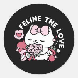 Feline the Liebe - Niedliches Katzen-Design von Va Runder Aufkleber