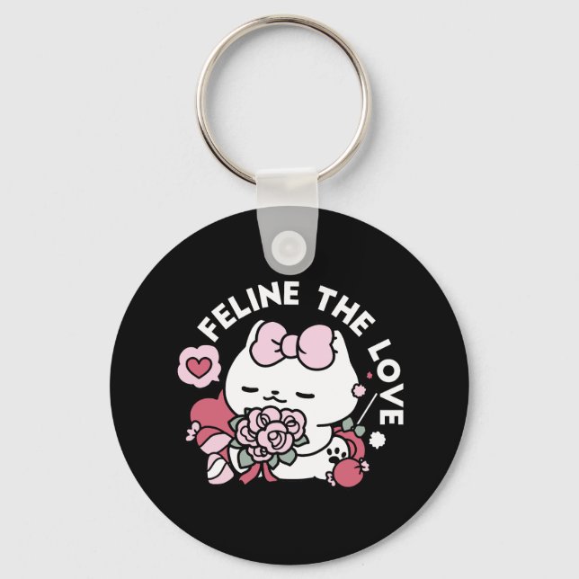 Feline the Liebe - Niedliches Katzen-Design von Va Schlüsselanhänger (Vorderseite)