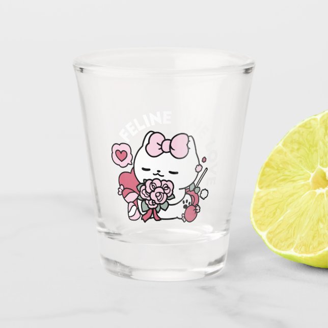 Feline the Liebe - Niedliches Katzen-Design von Va Schnapsglas (Vorderseite)