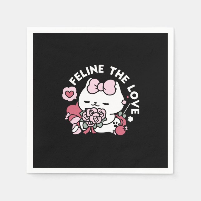 Feline the Liebe - Niedliches Katzen-Design von Va Serviette (Vorderseite)
