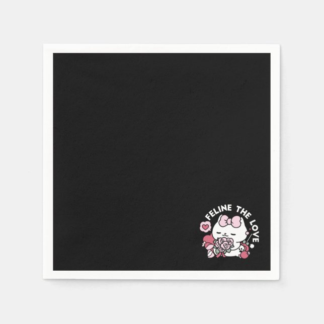 Feline the Liebe - Niedliches Katzen-Design von Va Serviette (Vorderseite)