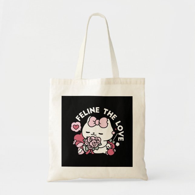 Feline the Liebe - Niedliches Katzen-Design von Va Tragetasche (Vorne)