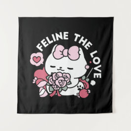 Feline the Liebe - Niedliches Katzen-Design von Va Wandteppich