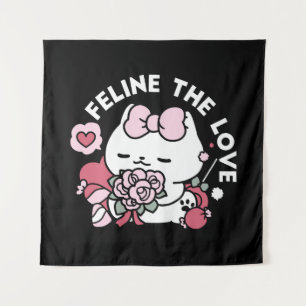 Feline the Liebe - Niedliches Katzen-Design von Va Wandteppich
