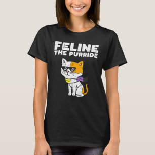 Feline The Purride Cat Lgbtq nicht binäre Flagge G T-Shirt