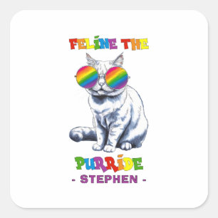 Feline The Purride - Cooler Stolz Katze LGBTQ Quadratischer Aufkleber