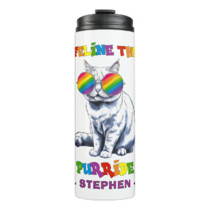 Feline The Purride - Cooler Stolz Katze LGBTQ Thermosbecher