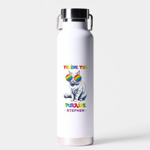 Feline The Purride - Cooler Stolz Katze LGBTQ Trinkflasche