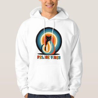 Feline Vibes Retro Cat Design Hoodie