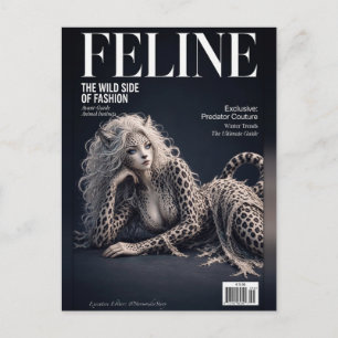 Feline wilde Seite der Mode Leopard Cover Girl Postkarte