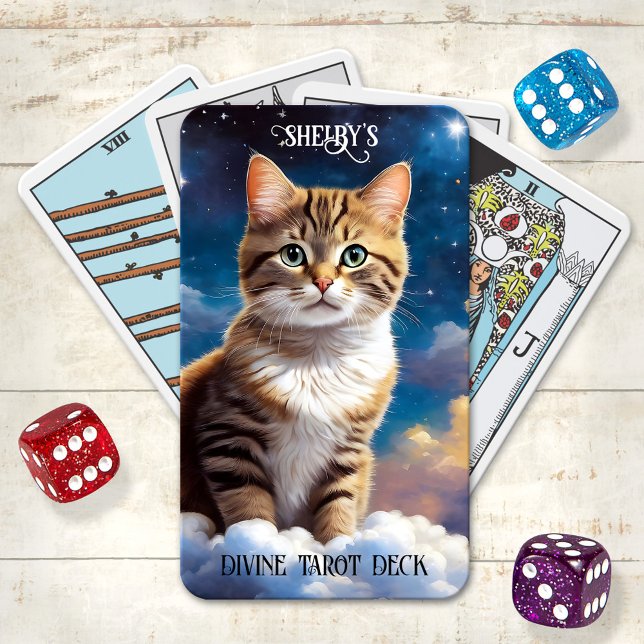 Feline Wisdom Divine Cat Tarot Card Deck Spielkarten (Deck of tarot cards featuring a painting of a cat on a cloud - for heavenly inspiration)