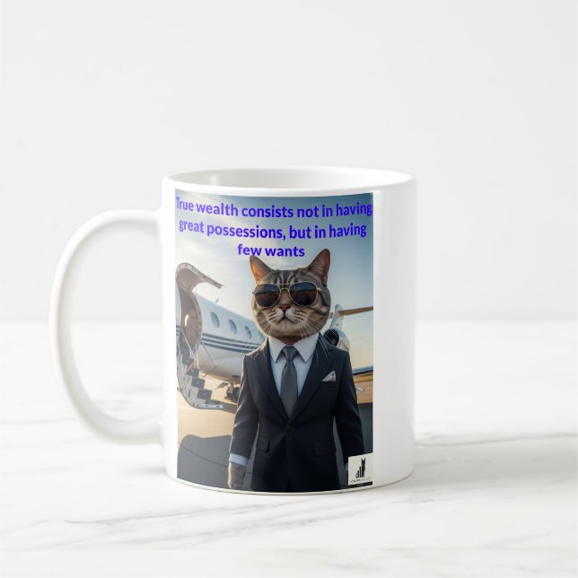 Feline Wisdom & Wealth - Katpitalistische Tasse (Links)