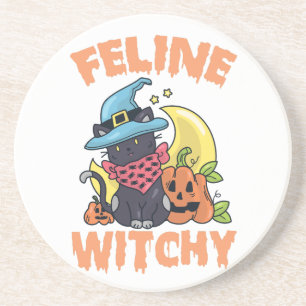 Feline Witchy Funny Spooky Halloween Cat Kitten Getränkeuntersetzer