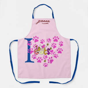 Feline Zuneigung I Liebe Katzen Pink Heart Paws Pr Schürze