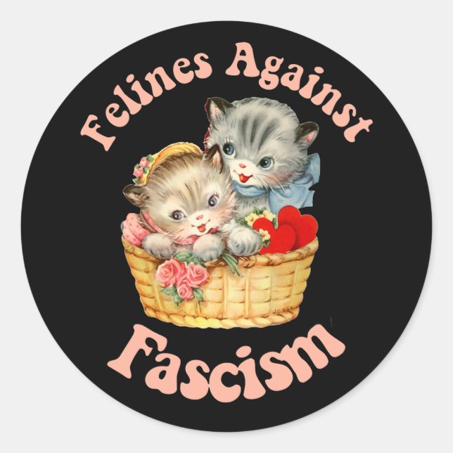 Felines gegen den Faschismus Runder Aufkleber (Vorderseite)
