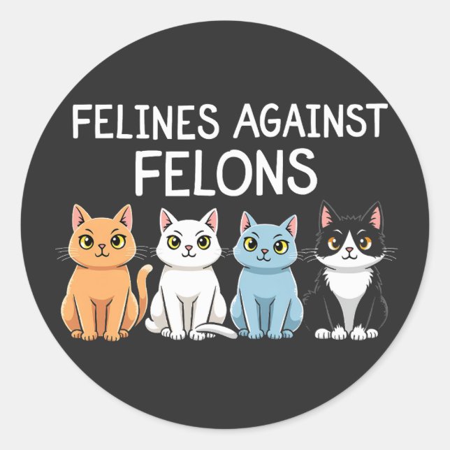 Felines gegen Felsen Trump Harris Election Cat Runder Aufkleber (Vorderseite)