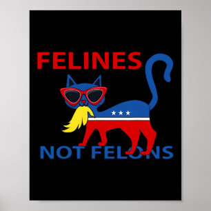 Felines not Felons Funny Kamala Katze Lady mit Tru Poster