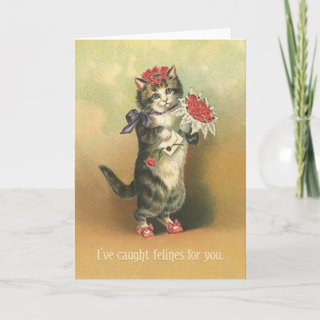 FELINES PRUDENTES - jolie carte Valentines de chat (Devant)