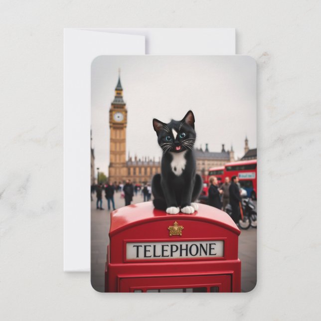 Felini auf dem Red Phone Booth: Ein Londoner Abent Einladung (Vorderseite)