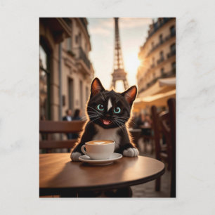 Felini die Katze in Paris Süßer Eiffelturm Reise Feiertagspostkarte