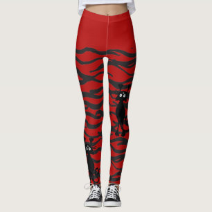 félins noirs et rouges leggings