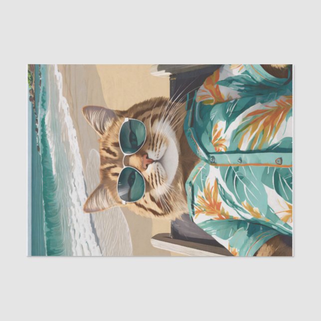 Felix Kicking Back, Maine Coon am Strand Seidenpapier (Vorderseite)