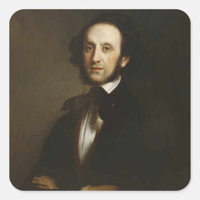Felix Mendelssohn Quadratischer Aufkleber (Vorderseite)