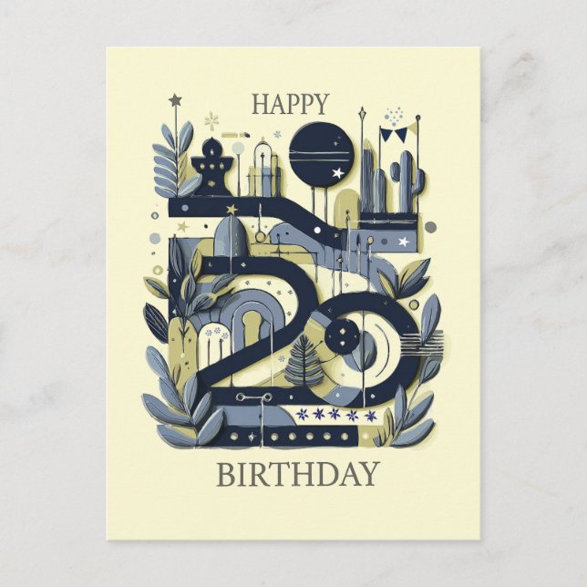  ¡Feliz 20 cumpleaños! Postkarte (Vorderseite)