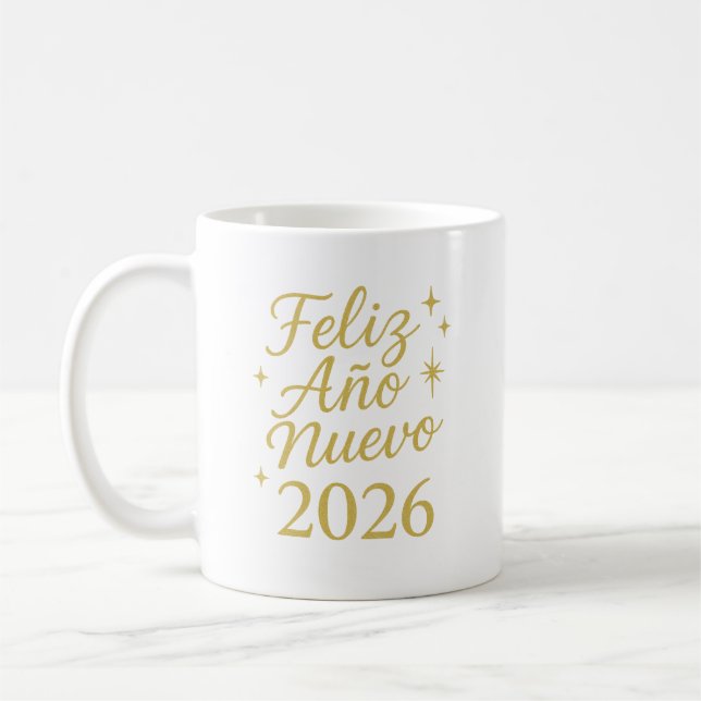 Feliz Año Nuevo 2026 ✨ | Elegant Gold New Year  Kaffeetasse (Links)