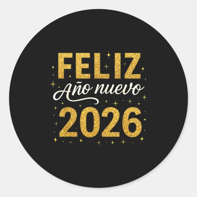 Feliz Año Nuevo 2026 New Year Spanish Fiesta Firew Runder Aufkleber (Vorderseite)