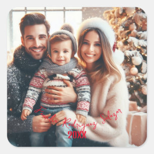 Feliz Año Nuevo Elegantes Calligrafy Script-Foto Quadratischer Aufkleber