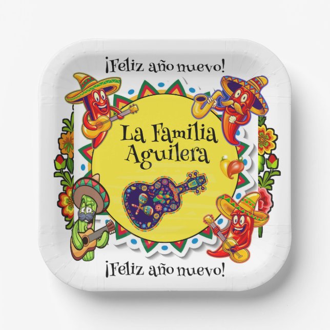 Feliz Ano Nuevo - Frohes Neues Jahr in Spanien Pappteller (Vorderseite)