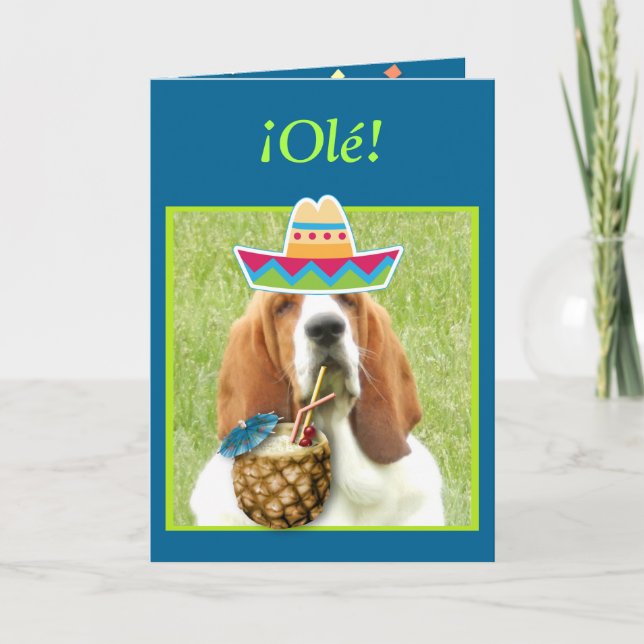 "¡ Feliz Cinco De Mayo!" Karte w/Basset u. (Vorderseite)