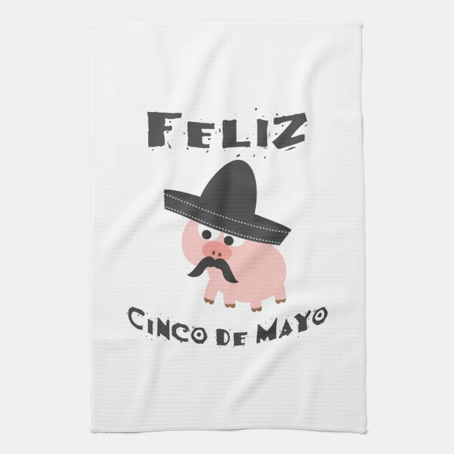 Feliz Cinco De Mayo - Schwein Geschirrtuch (Vertikal)