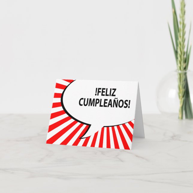Feliz cumpleanos-Comic-Blase Karte (Vorderseite)