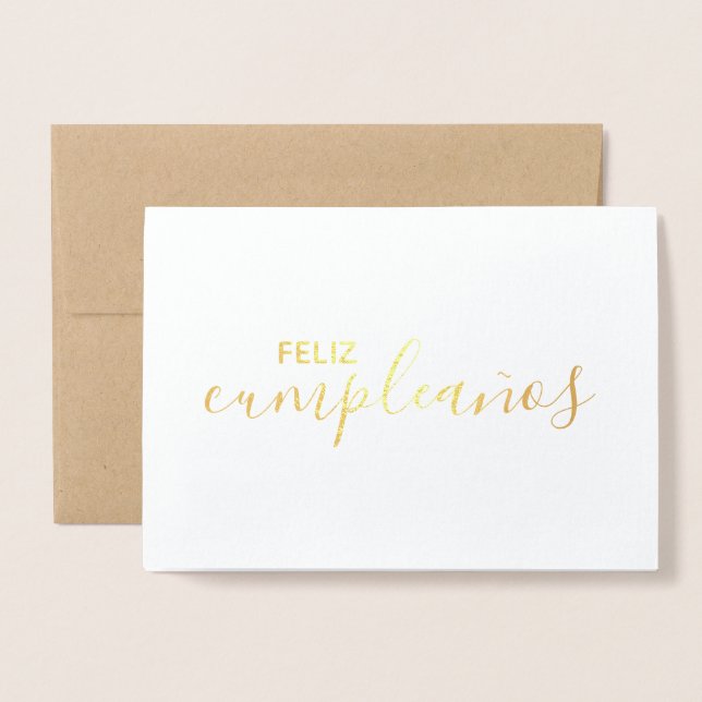 Feliz Cumpleaños Elegant Spanish Happy Birthday Folienkarte (Vorderseite mit Umschlag)
