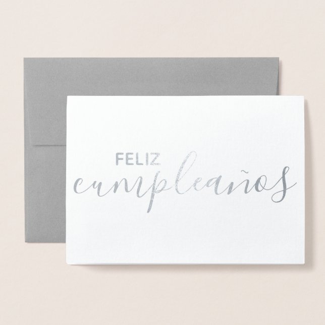 Feliz Cumpleaños Elegantes Spanisches Glück Geburt Folienkarte (Vorderseite mit Umschlag)