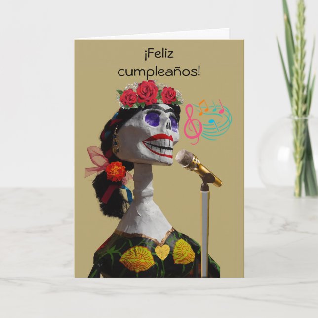 Feliz Cumpleanos Geburtstag auf Spanisch Catrina S Karte (Vorderseite)
