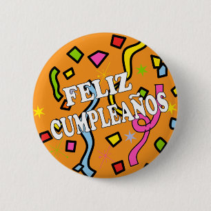 Feliz Cumpleanos Happy Birthday in Spanisch Button