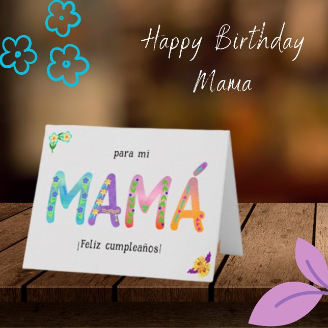 Feliz Cumpleaños Mamá Whimsical Briefe zum Geburts Karte (Von Creator hochgeladen)