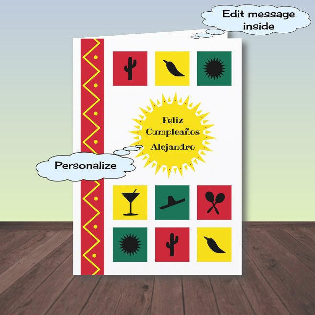 Feliz cumpleaños Mexican inspiriert Geburtstagskar Karte (Von Creator hochgeladen)