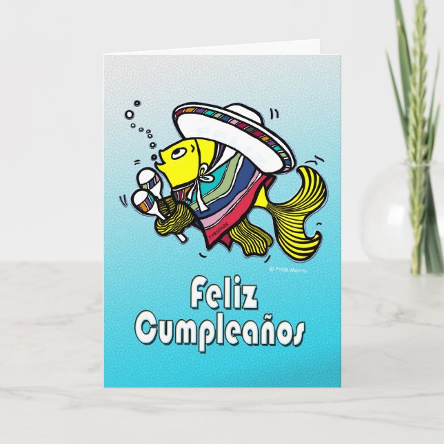 FELIZ CUMPLEAÑOS mexikanische Fische lustige Karte (Vorderseite)