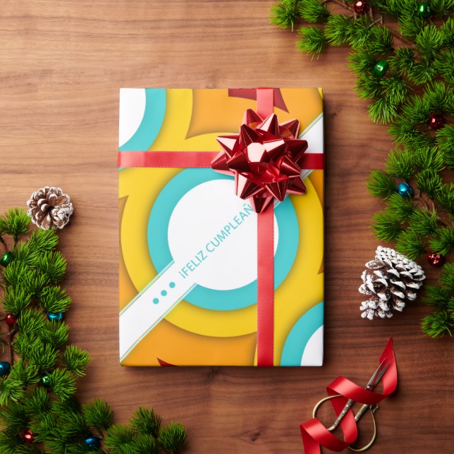 Feliz cumpleanos retro geschenkpapier (Feiertagsgeschenk)