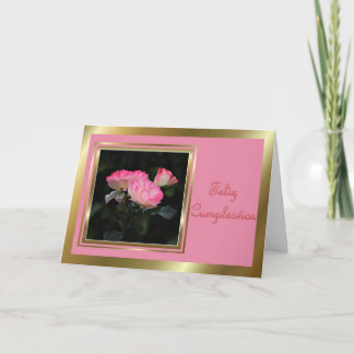 Feliz Cumpleaños spanischer Geburtstag mit Rosen Karte