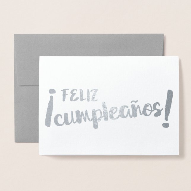 Feliz Cumpleaños Spanish Happy Birthday Brush Folienkarte (Vorderseite mit Umschlag)