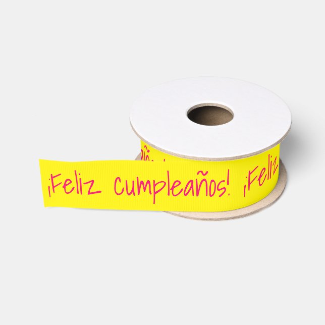 Feliz Cumpleaños Spanish Happy Birthday Festive Ripsband (Spule)